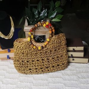 Bohemian style straw handbag